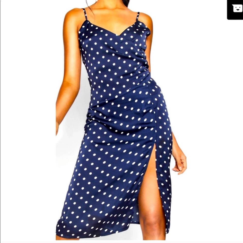 Boohoo polka dot midi dress